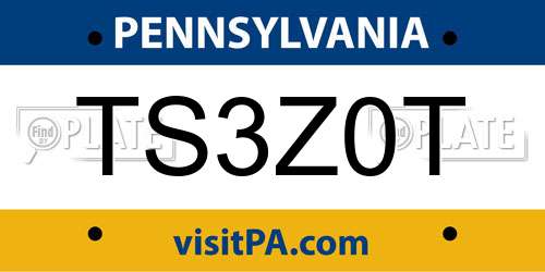 TS3Z0T Pennsylvania License Plate