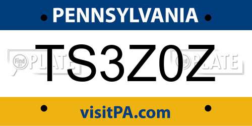 TS3Z0Z Pennsylvania License Plate