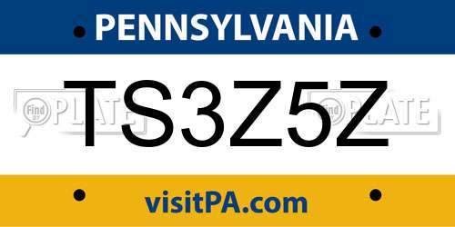 TS3Z5Z Pennsylvania License Plate