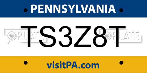 TS3Z8T Pennsylvania License Plate