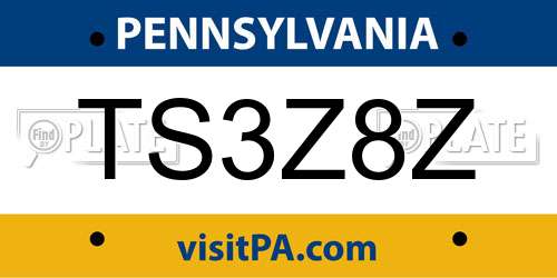 TS3Z8Z Pennsylvania License Plate