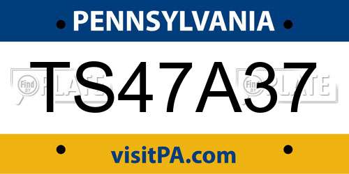 TS47A37 Pennsylvania License Plate