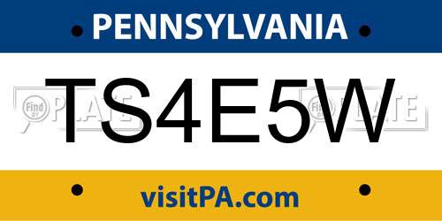 TS4E5W Pennsylvania License Plate