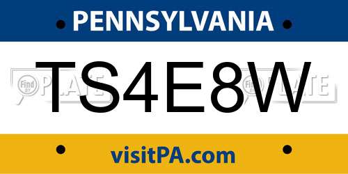 TS4E8W Pennsylvania License Plate