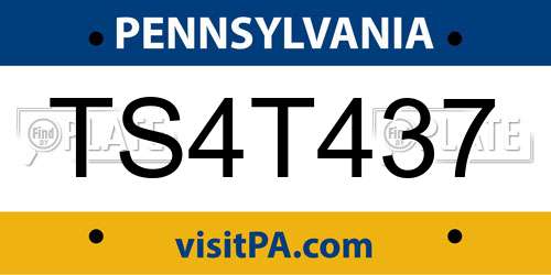 TS4T437 Pennsylvania License Plate