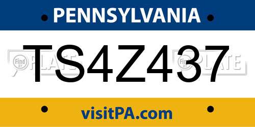 TS4Z437 Pennsylvania License Plate