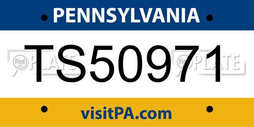 TS50971 Pennsylvania License Plate