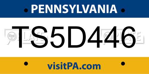 TS5D446 Pennsylvania License Plate