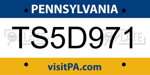 TS5D971 Pennsylvania License Plate