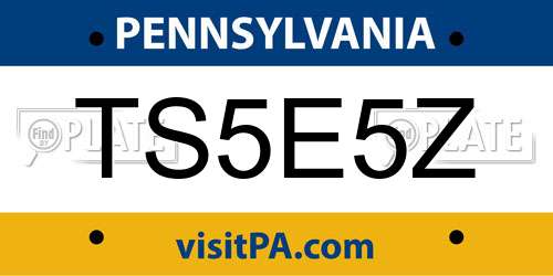 TS5E5Z Pennsylvania License Plate