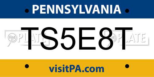 TS5E8T Pennsylvania License Plate