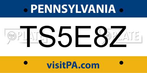 TS5E8Z Pennsylvania License Plate