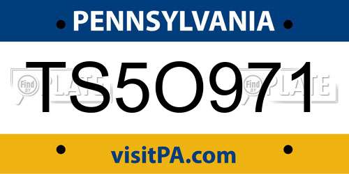TS5O971 Pennsylvania License Plate