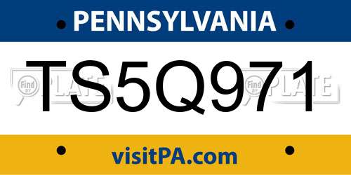 TS5Q971 Pennsylvania License Plate