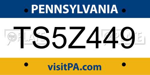 TS5Z449 Pennsylvania License Plate