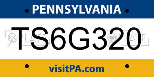 TS6G320 Pennsylvania License Plate