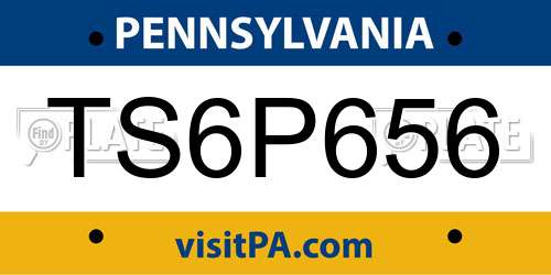 TS6P656 Pennsylvania License Plate