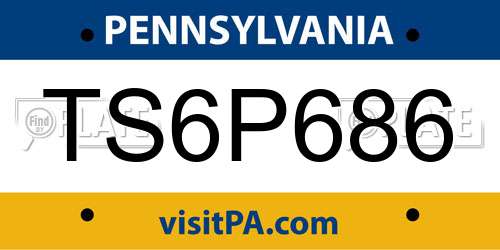 TS6P686 Pennsylvania License Plate