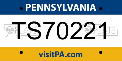 TS70221 Pennsylvania License Plate