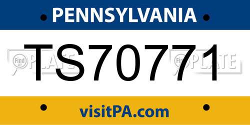 TS70771 Pennsylvania License Plate