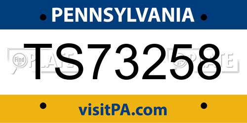 TS73258 Pennsylvania License Plate