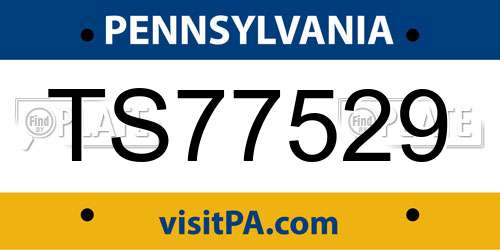 TS77529 Pennsylvania License Plate