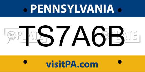 TS7A6B Pennsylvania License Plate