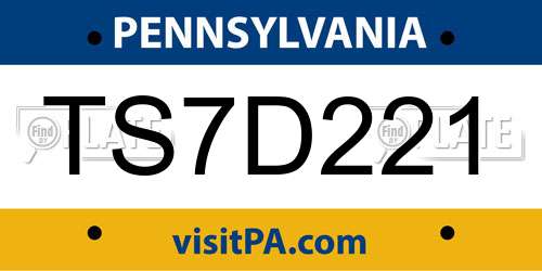 TS7D221 Pennsylvania License Plate