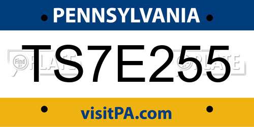 TS7E255 Pennsylvania License Plate