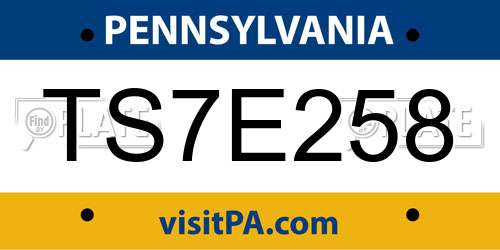 TS7E258 Pennsylvania License Plate