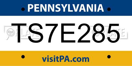 TS7E285 Pennsylvania License Plate