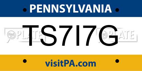 TS7I7G Pennsylvania License Plate