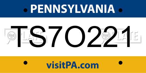 TS7O221 Pennsylvania License Plate