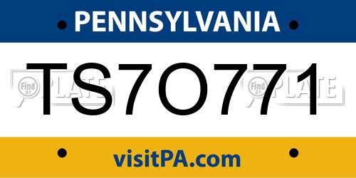 TS7O771 Pennsylvania License Plate