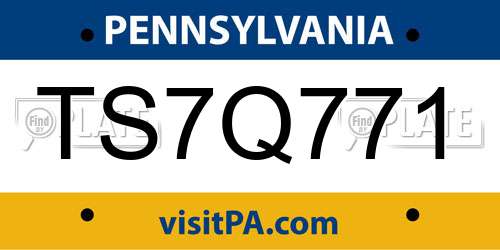 TS7Q771 Pennsylvania License Plate