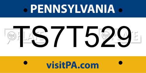 TS7T529 Pennsylvania License Plate