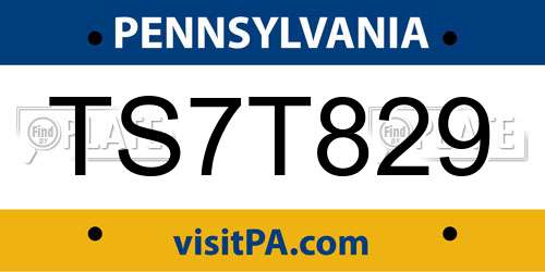 TS7T829 Pennsylvania License Plate
