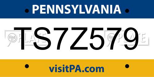 TS7Z579 Pennsylvania License Plate