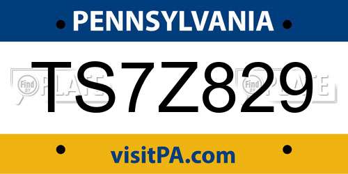 TS7Z829 Pennsylvania License Plate