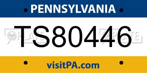 TS80446 Pennsylvania License Plate