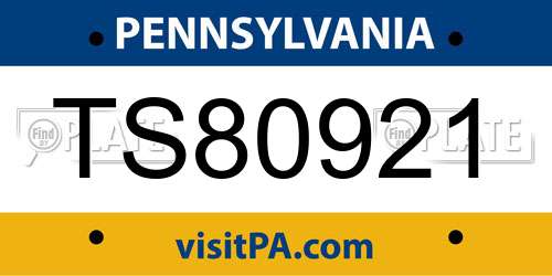 TS80921 Pennsylvania License Plate