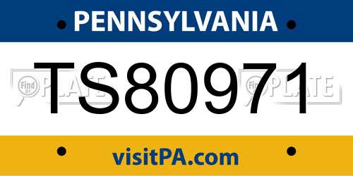 TS80971 Pennsylvania License Plate