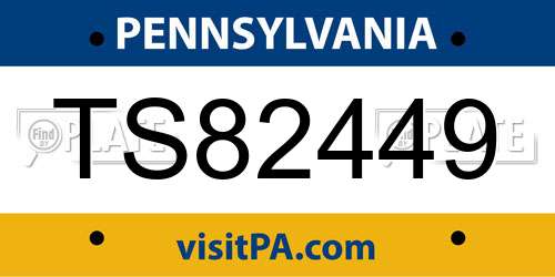 TS82449 Pennsylvania License Plate