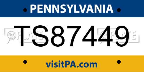 TS87449 Pennsylvania License Plate
