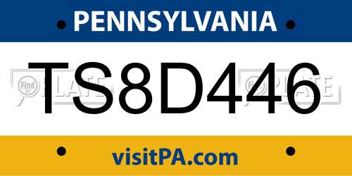 TS8D446 Pennsylvania License Plate