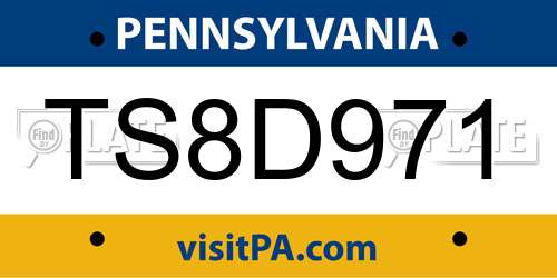 TS8D971 Pennsylvania License Plate