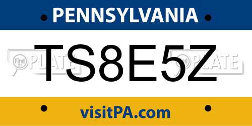 TS8E5Z Pennsylvania License Plate