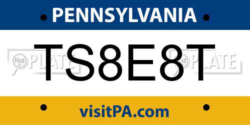 TS8E8T Pennsylvania License Plate