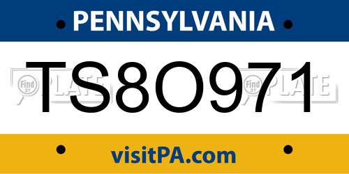 TS8O971 Pennsylvania License Plate
