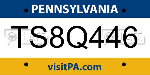 TS8Q446 Pennsylvania License Plate